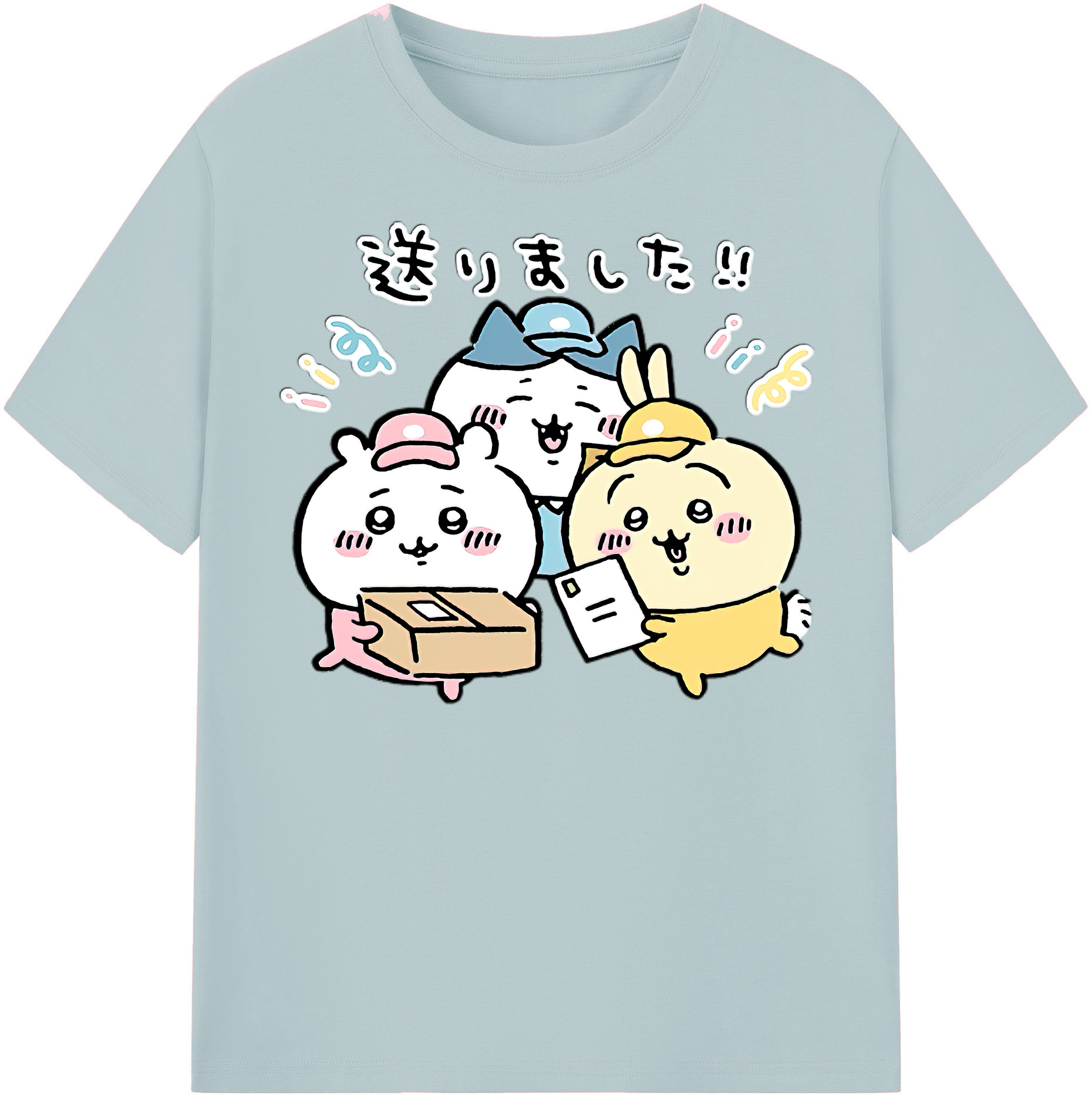 （画像用） ちいかわ ハチワレ Chii-kawa hachiware 綿100％半袖Tシャツ（フロントプリント）
